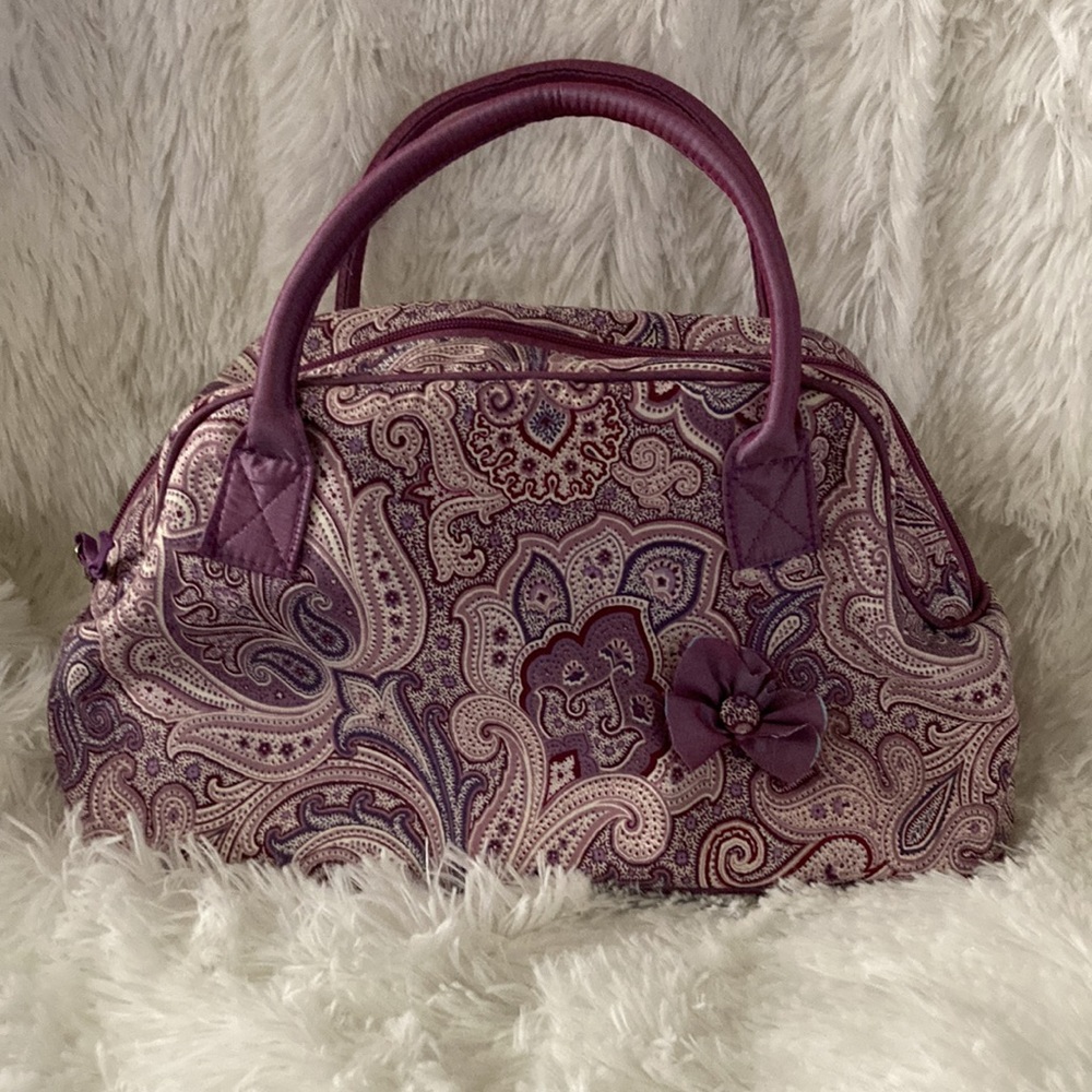 Purple satchel.